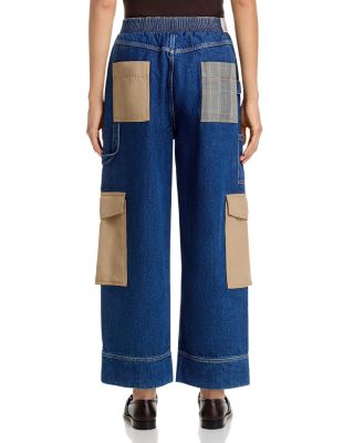 Denim Patchwork Pull On Pants