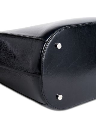 Belted Naplack Crinkled-Leather Bucket Bag