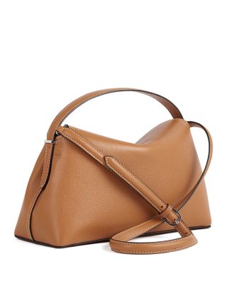 T-Lock Grained-Leather Top Handle Bag in Tan