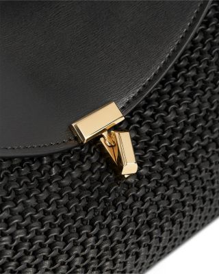 T-Lock Woven Leather Convertible Clutch in Black