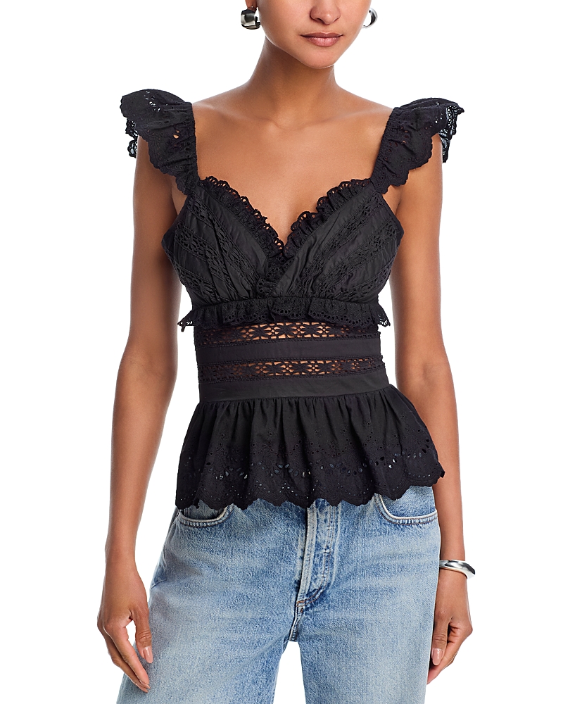 Aqua Eyelet Flutter Tank Top - Exclusive