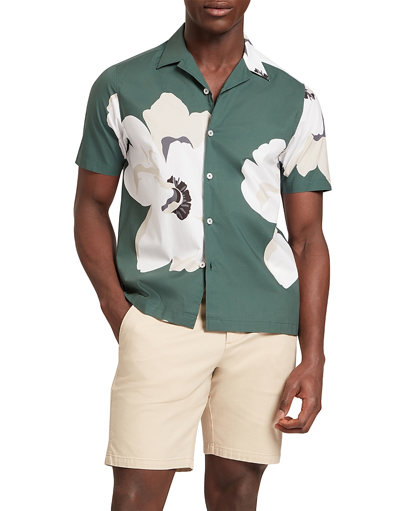 Ted Baker Hebbden Floral Graphic Regular Fit Shirt In Green