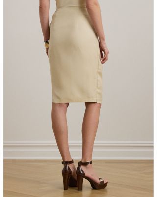 Linen Blend Twill Wrap Skirt