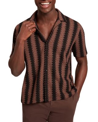 Monier Textured Stripe Relaxed Crochet Shirt