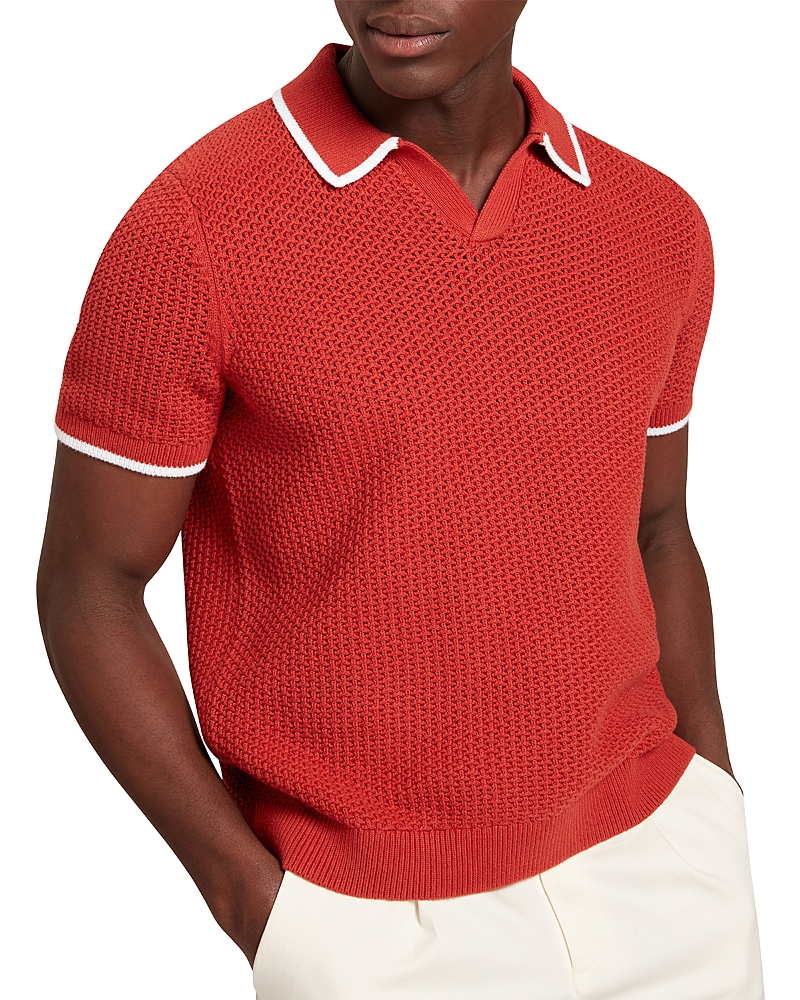 Ted Baker Sachair Textured Knit Open Neck Polo