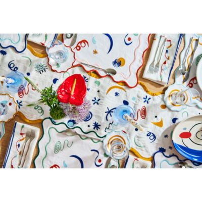 Celestial Embroidered Linen Placemats, Set of 4