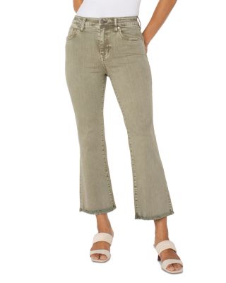 Hannah High Rise Cropped Flare Leg Jeans in Mineral Laurel Olive