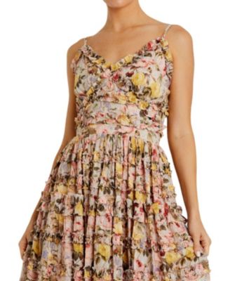 Floral Print Ruffle Tiered Midi Dress