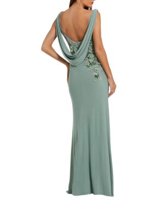  Sleeveless Jersey Cowl Neck Gown With Beading