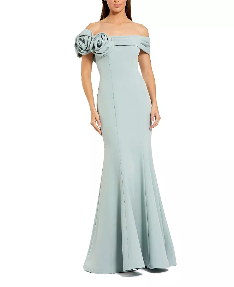 Mac Duggal Off The Shoulder Crepe Mermaid Gown