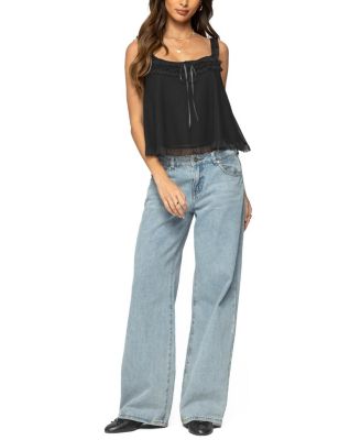 Ruffle Mesh Babydoll Tank Top