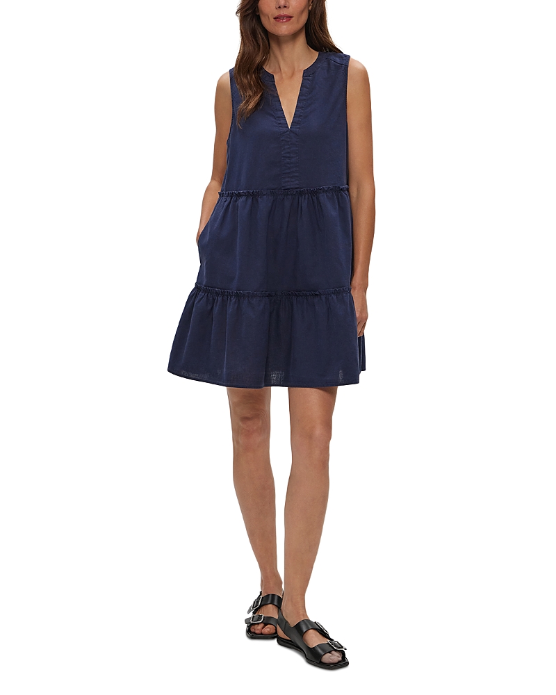 Michael Stars Sandra Split Neck Tiered Mini Dress