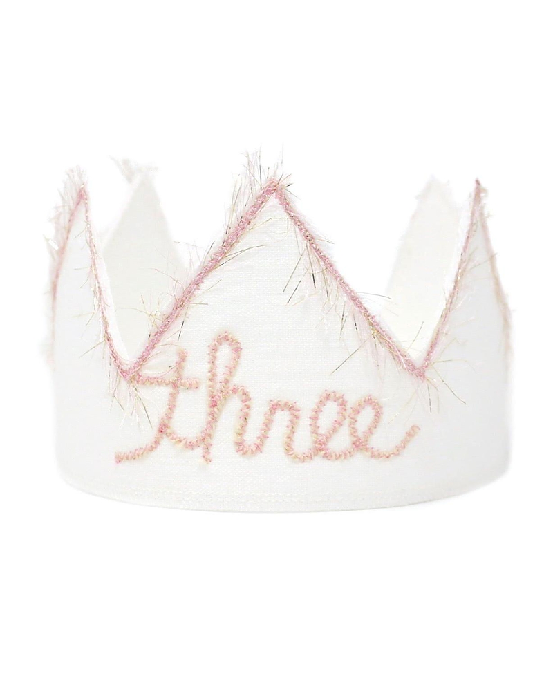 Oh Baby ! Girls' Linen Crown - One Embroidered - Baby In White