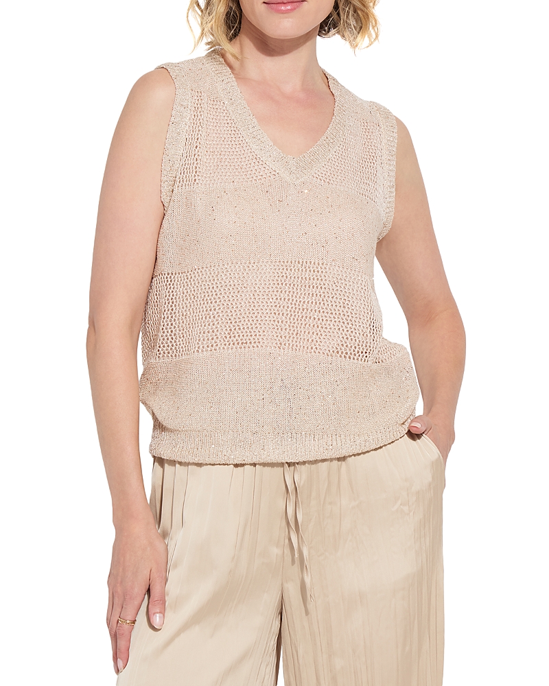 Lyssé Bria Sequin V-neck Sleeveless Sweater In Brown
