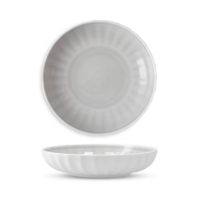 Blyss Bone China Gray Low Dinner Bowl, Set of 4