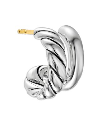 DY Mercer Double Hoop Huggie Earrings in Sterling Silver, 7.8mm