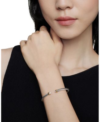 Classic Cable Bracelet in Sterling Silver with 18K Yellow Gold, 4mm