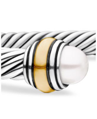 Cable Classic Bracelet with Cultured Freshwater Pearl and 14K Gold, 5mm