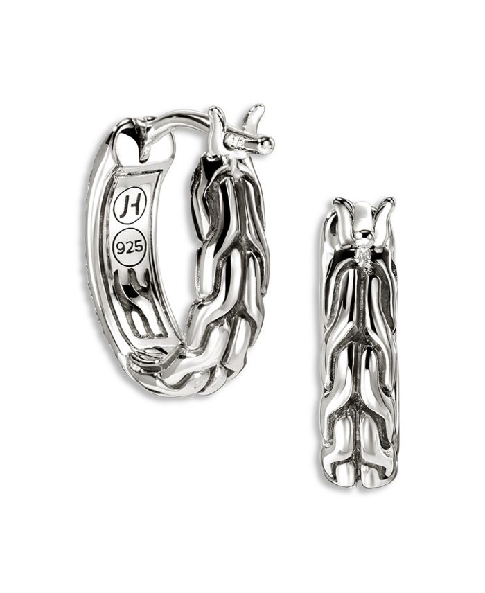 Sterling Silver JH Essentials Diamond Pavé Black Sand Small Hoop Earrings