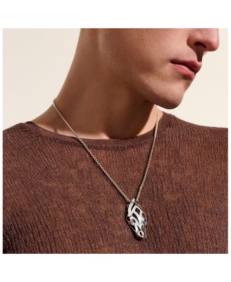 Men's Sterling Silver Naga Blue Sapphire Pendant Necklace, 22"