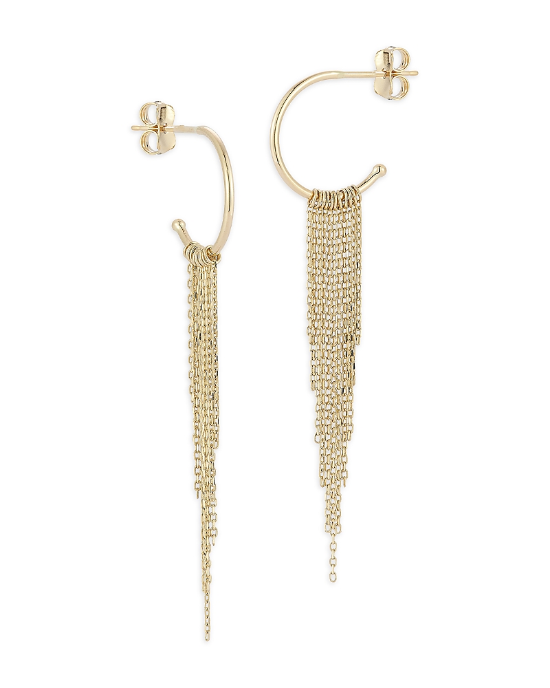 Moon & Meadow 14k Yellow Gold Fringe Hoop Drop Earrings In Gold