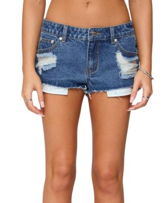 Edikted - Devin Low Rise Micro Medium Rinse Wash Denim Shorts