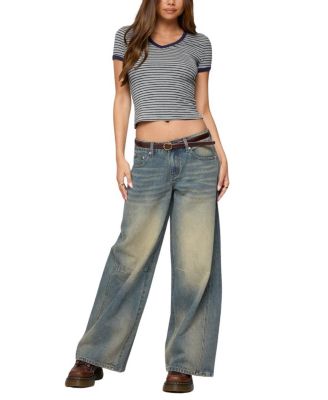 Fawn Striped V Neck T Shirt