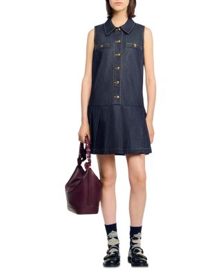 Button Front Mini Denim Dress