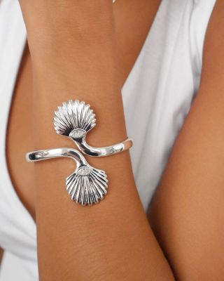 Santorini Cubic Zirconia Shell Cuff Bracelet
