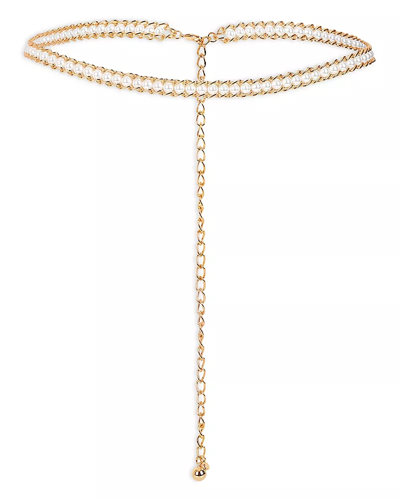 Ettika Imitation Pearl Chain Belt