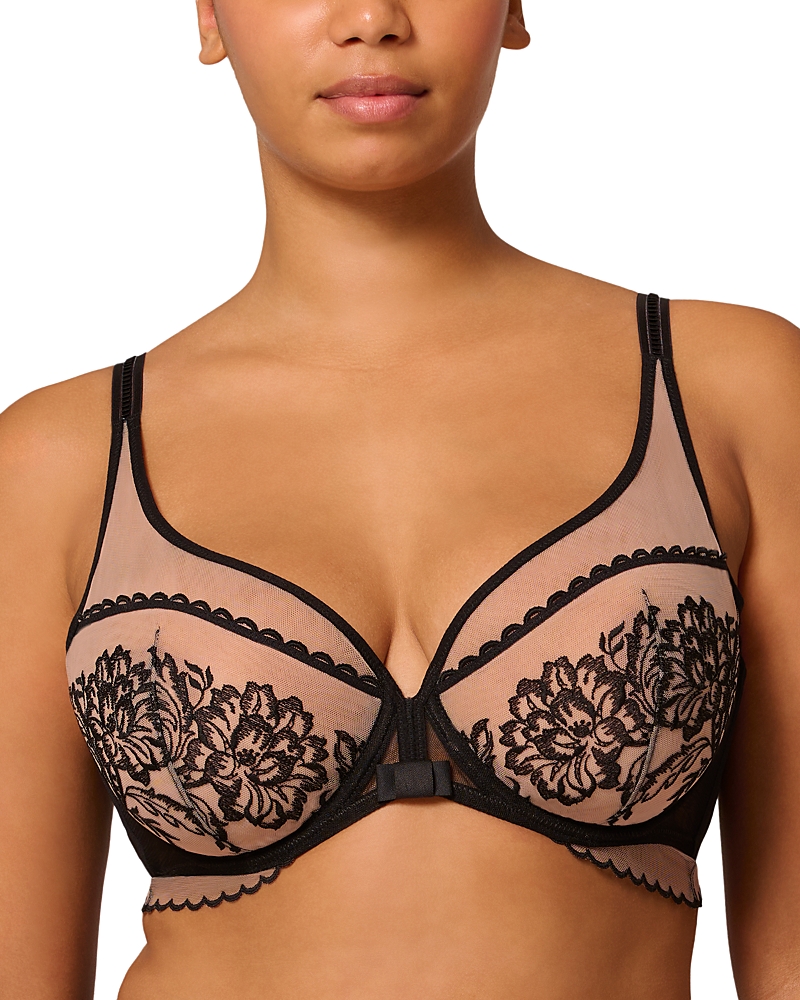Simone Perele Romance Sheer Plunge Bra In Black