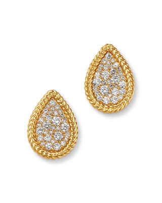 Bloomingdale's Fine Collection - Diamond Pear Shaped Pave Studs with 14K Yellow Gold Bead Setting, 0.50 tcw