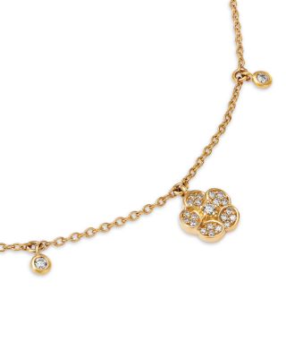 Diamond Flower Bracelet in 14K Yellow Gold, 0.20 tcw