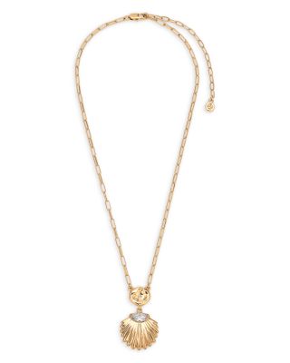 Santorini Cubic Zirconia Shell Pendant Necklace, 15"-18"