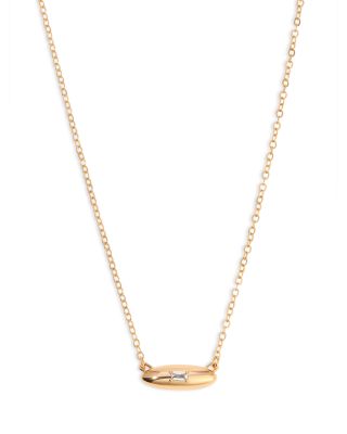 Ettika - Baguette Crystal Oval Dome Simple Pendant Necklace, 20"