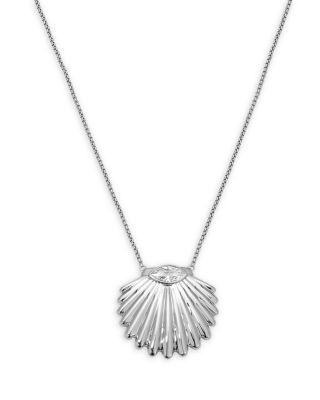 Cubic Zirconia Scallop Shell Pendant Necklace, 36"