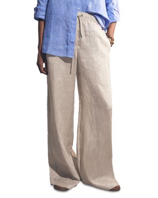 REISS - Willow Linen Blend Wide Leg Trousers