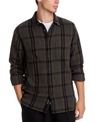 Herringbone Plaid Oversized Fit Button Down Shirt