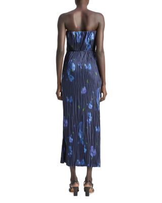 Strapless Floral Print Midi Dress