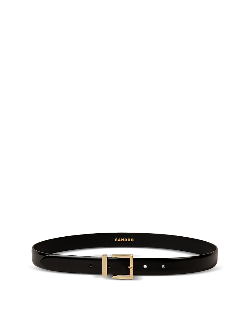Sandro Smooth Leather Belt In Black