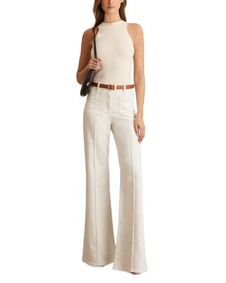 Petite Sakura Flare Patch Pocket Jeans in Ecru