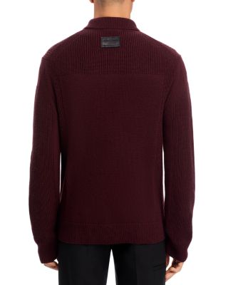 Relaxed Fit Block Knit Wool Polo Sweater  