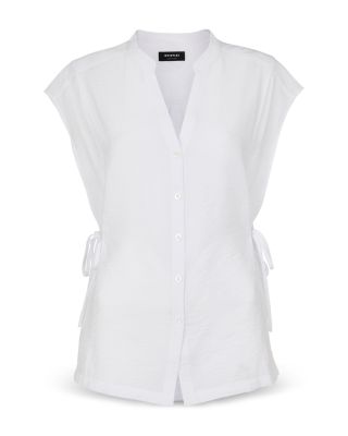 Button Down Tie Side Blouse