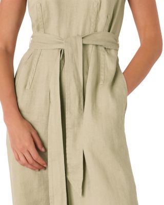 Belted Seamed Linen Jumpsuit