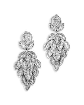 Bloomingdale's Fine Collection - Diamond Round & Baguette Statement Drop Earrings in 14K White Gold, 2.50 tcw