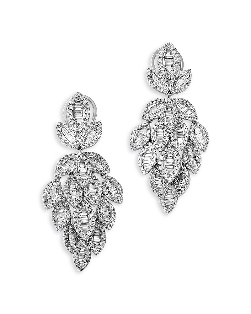 Bloomingdale's Fine Collection Diamond Round & Baguette Statement Drop Earrings in 14K White Gold, 2.50 tcw