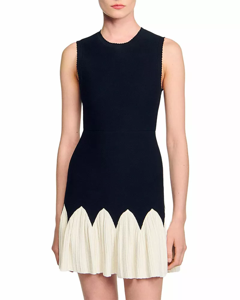 Sandro Two Tone Knit Mini Dress
