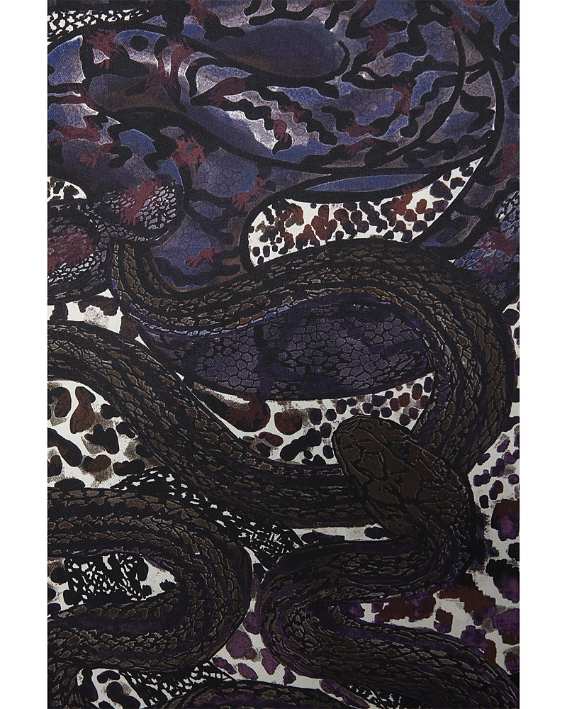 Zadig & Voltaire Snake Print Mixed Silk Square Scarf In Blue