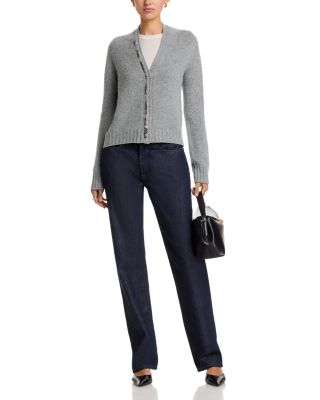 Wool Blend Rhinestone Cropped Cardigan