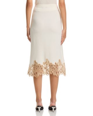 Platinum Wool Blend Lace Band Pencil Skirt